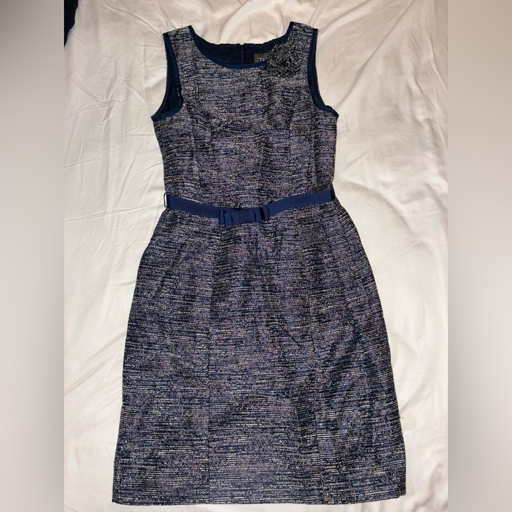 Theia Grey Navy Classy Dress